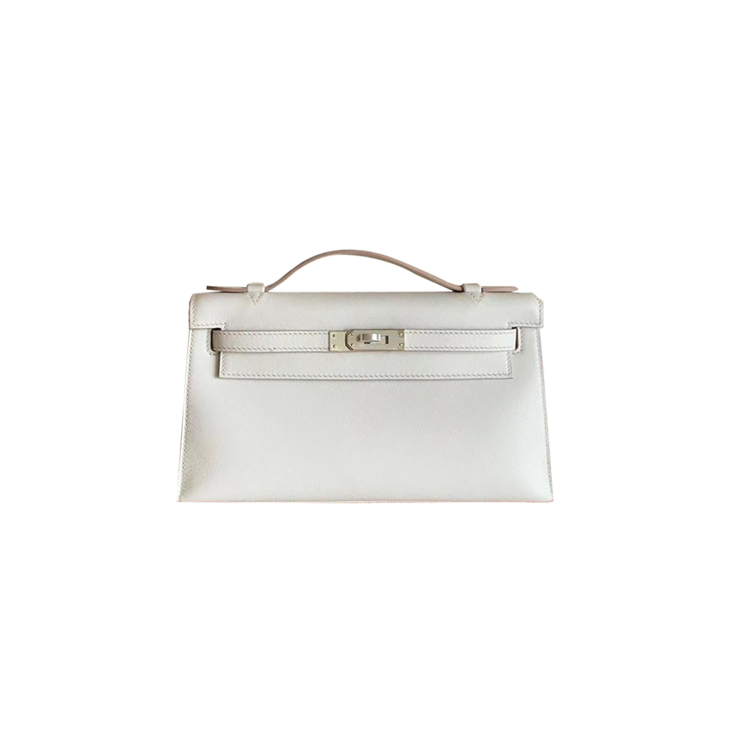 H**mes kelly clutch swift m4 milk gray silver (22*14*7cm)